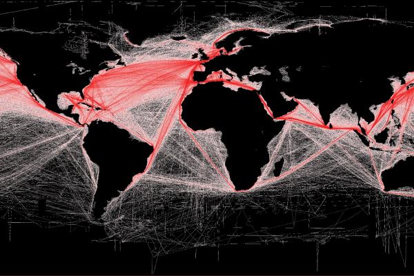 Shipping routes red black